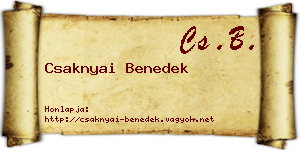 Csaknyai Benedek névjegykártya